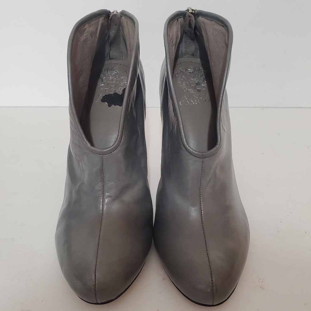 Vince Camuto Gray Leather Pointed Toe Ankle Booties - Picture 5 of 13